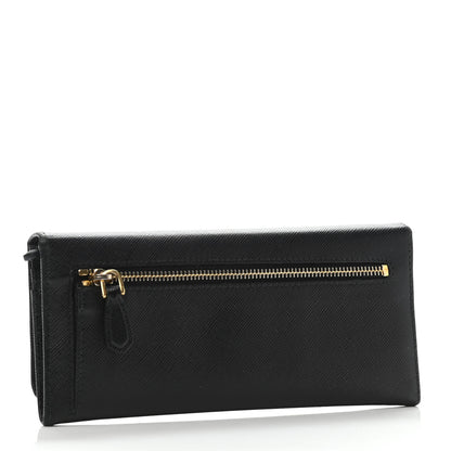 Prada Saffiano Metal Continental Flap Wallet Black 2 of 6