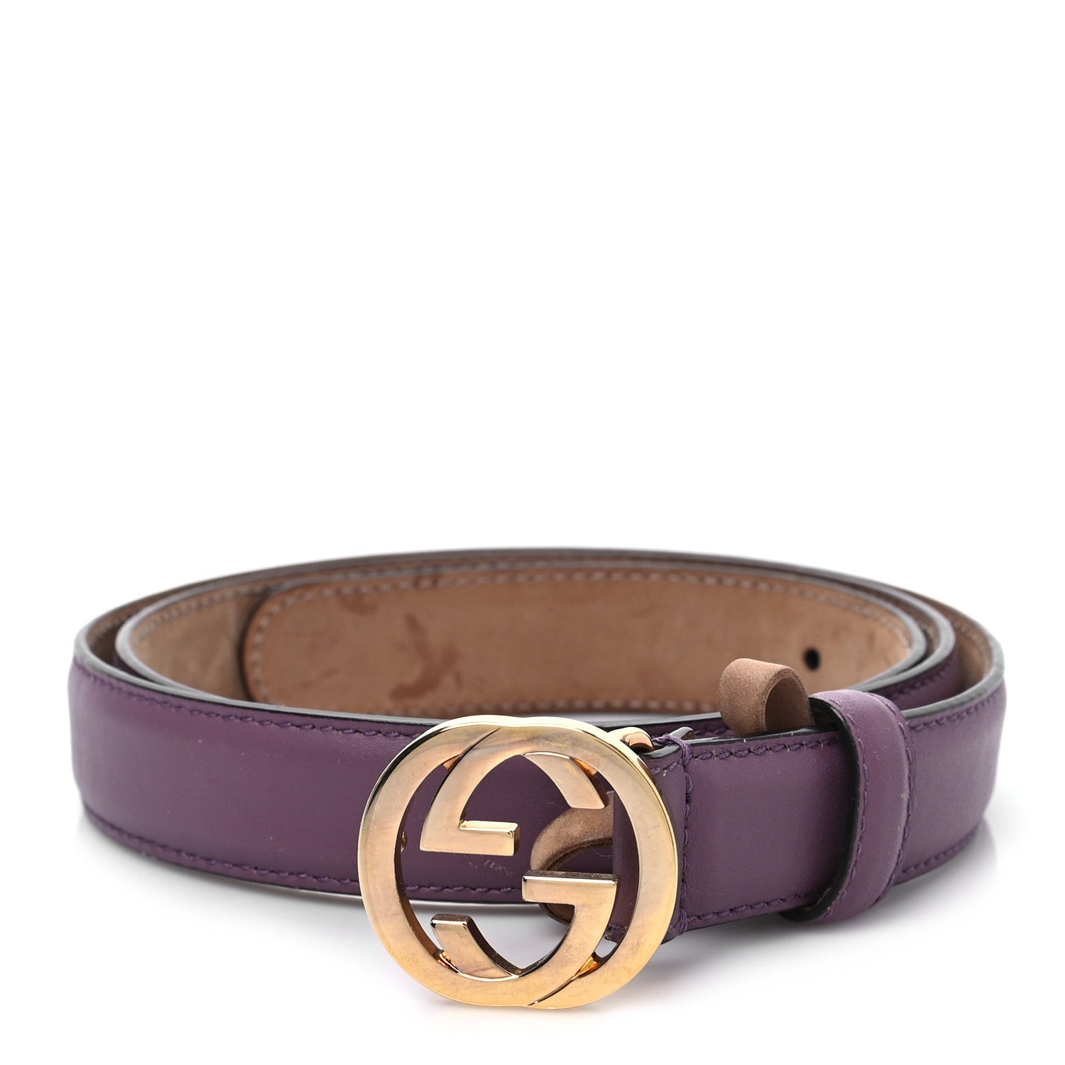 Gucci Moon Calfskin Interlocking G 25mm Belt 90 36 Purple 1 of 7