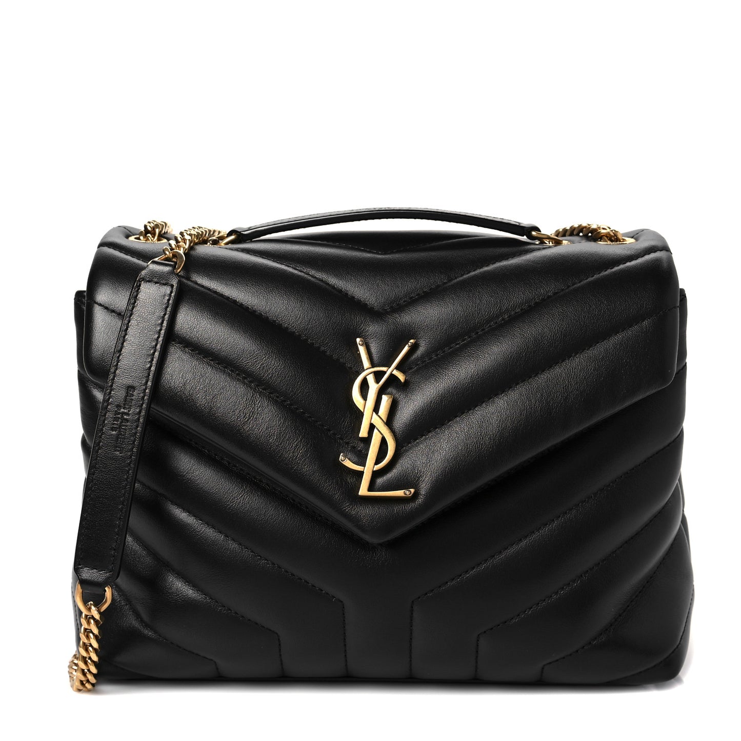 Calfskin Y Quilted Monogram Small Loulou Chain Satchel Black