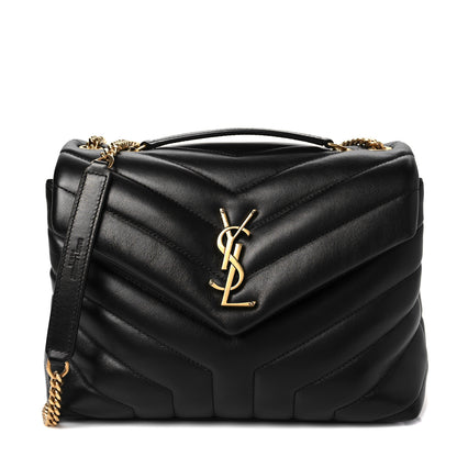 Saint Laurent Calfskin Y Quilted Monogram Small Loulou Chain Satchel Black 1 of 7