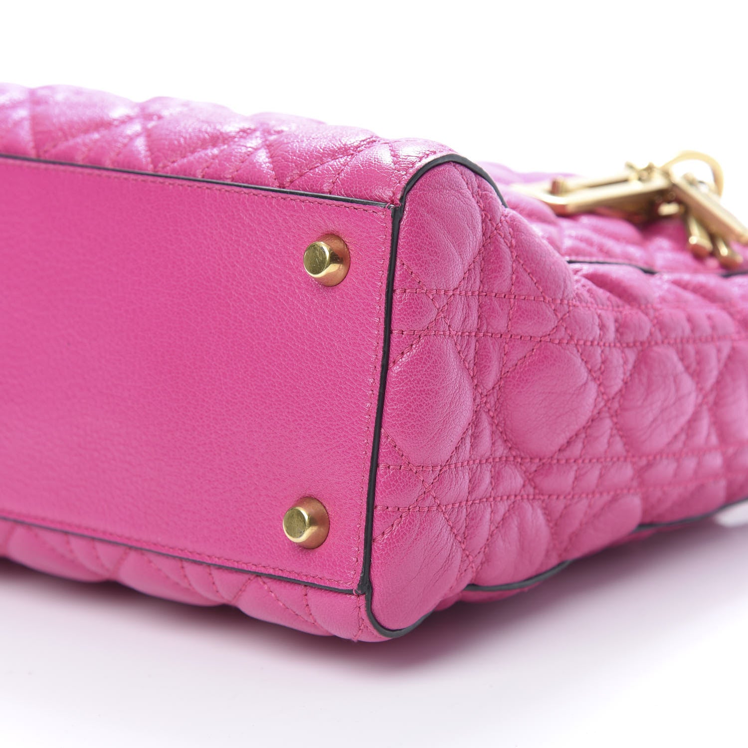 Christian Dior Goatskin Cannage Medium Lady Dior Fuchsia 9 of 9
