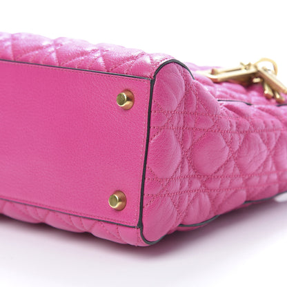 Christian Dior Goatskin Cannage Medium Lady Dior Fuchsia 9 of 9
