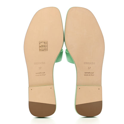 Hermes Epsom Oran Sandals 37 Vert Pomme 5 of 9