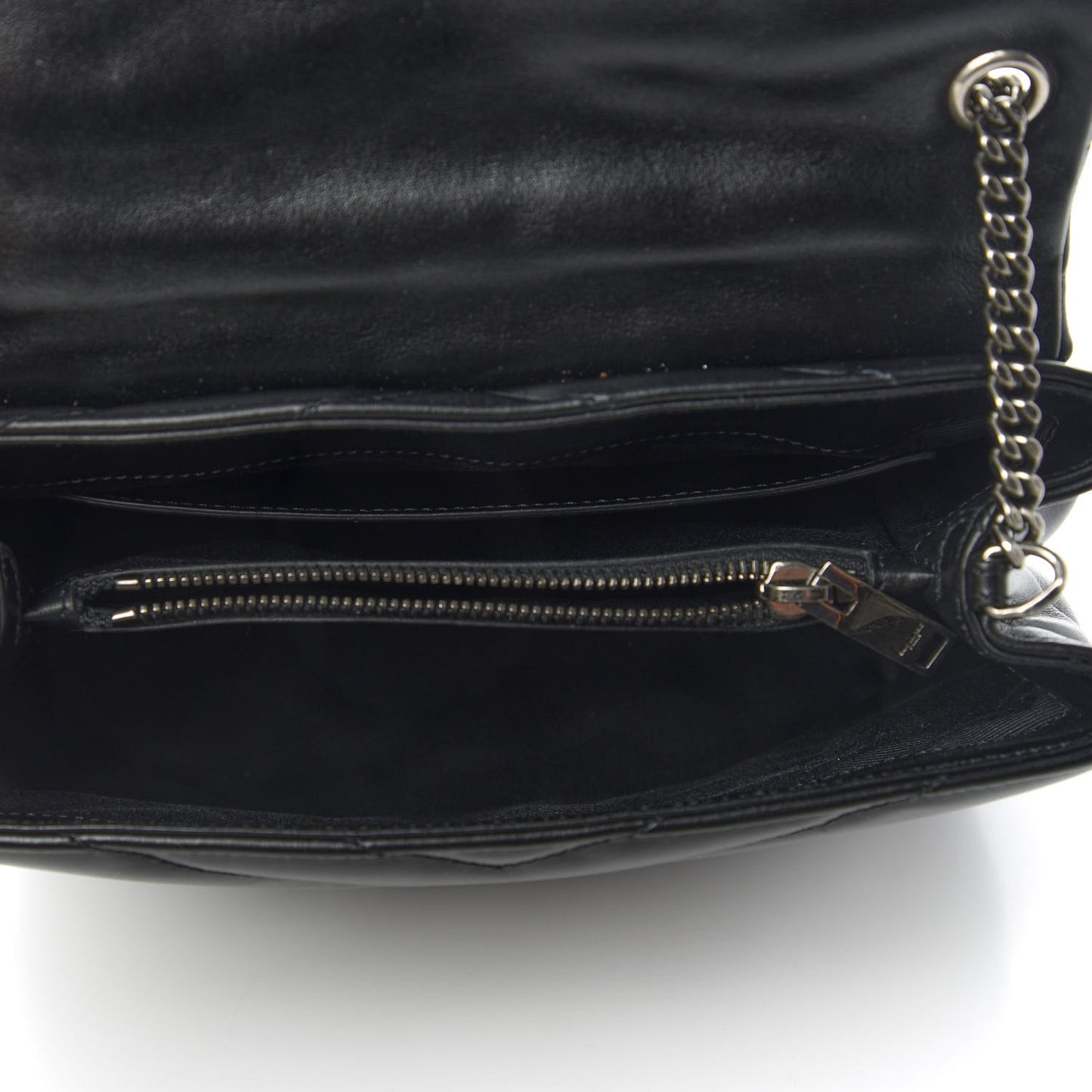 Calfskin Y Quilted Monogram Small Charm Loulou Chain Satchel Black