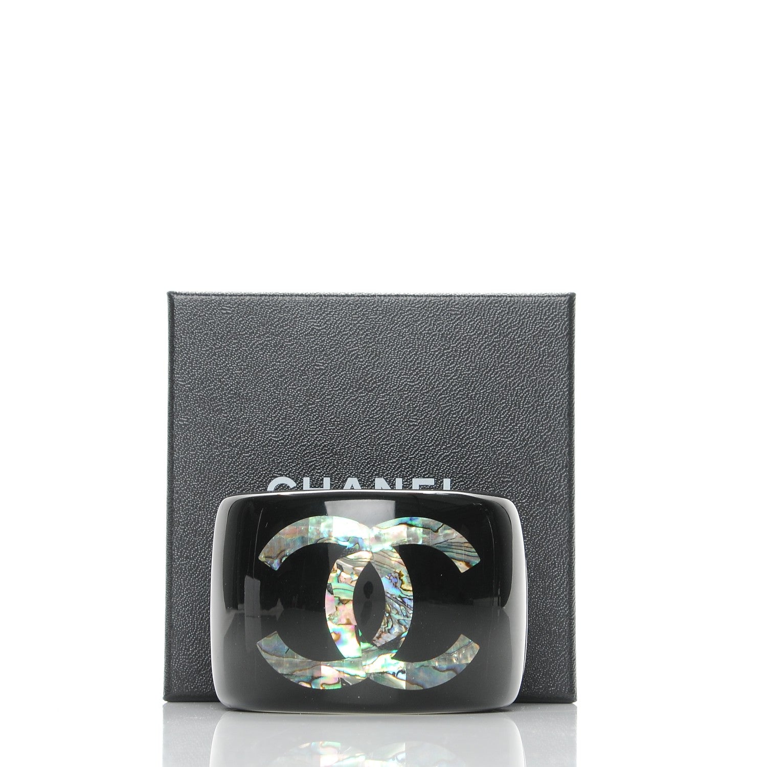 Chanel Resin Abalone CC Cuff Black 6 of 6