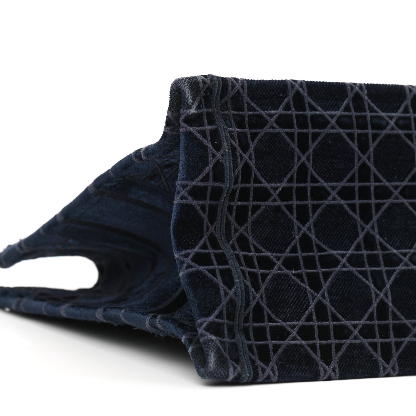 Velvet Cannage Medium Book Tote Navy Blue