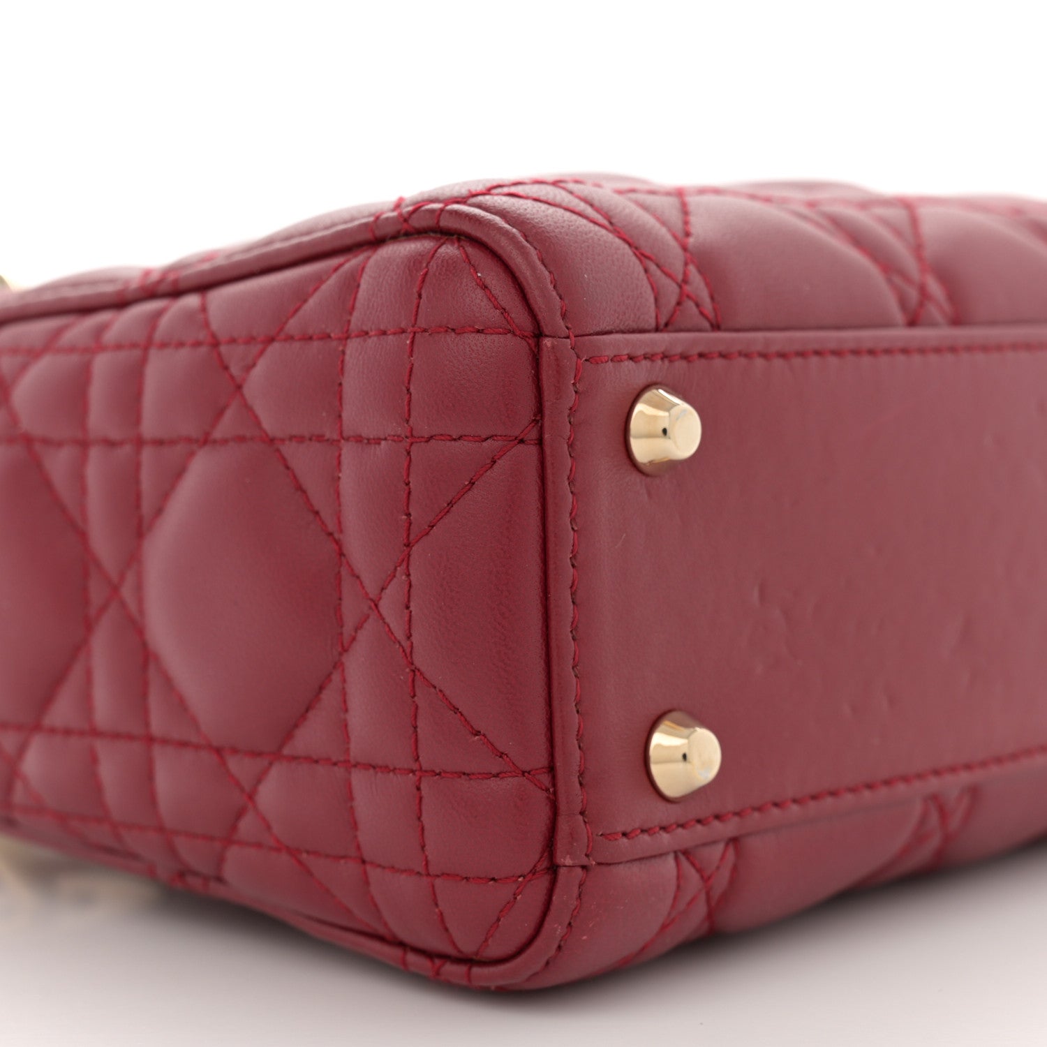 Christian Dior Lambskin Cannage Mini Lady Dior Burgundy 9 of 11