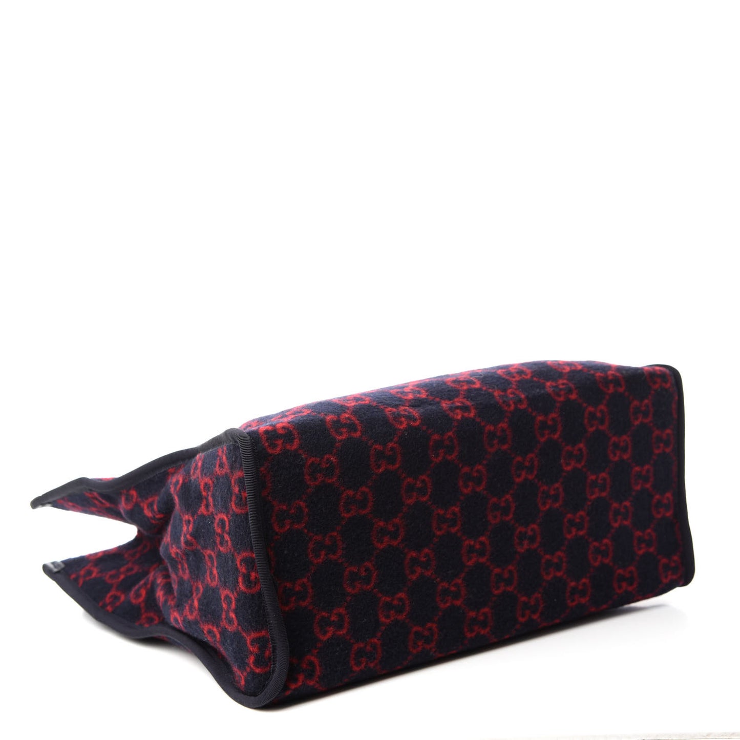 Covered Wool Textured Dollar Calfskin GG Monogram Large Tote Bag Blue Red