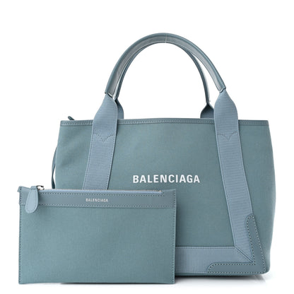 Balenciaga Cotton Canvas Calfskin S Navy Cabas Blue 1 of 12