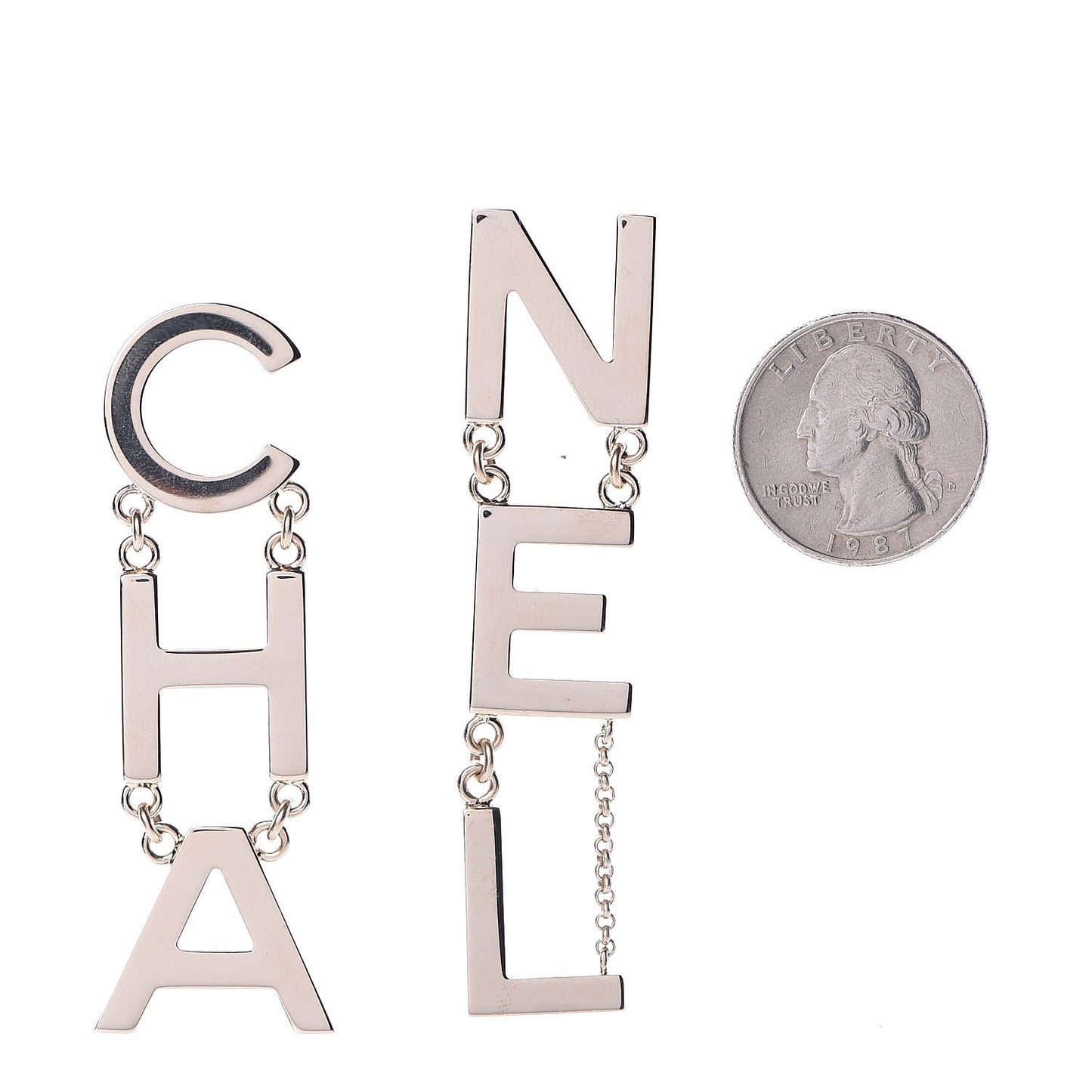 Metal Cha-Nel Logo Drop Earrings Gold