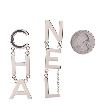 Chanel Metal Cha-Nel Logo Drop Earrings Gold 2 of 5