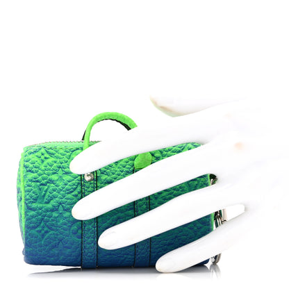 Louis Vuitton Taurillon Illusion Mini Keepall Earphones Pouch Bleu Vert 2 of 9