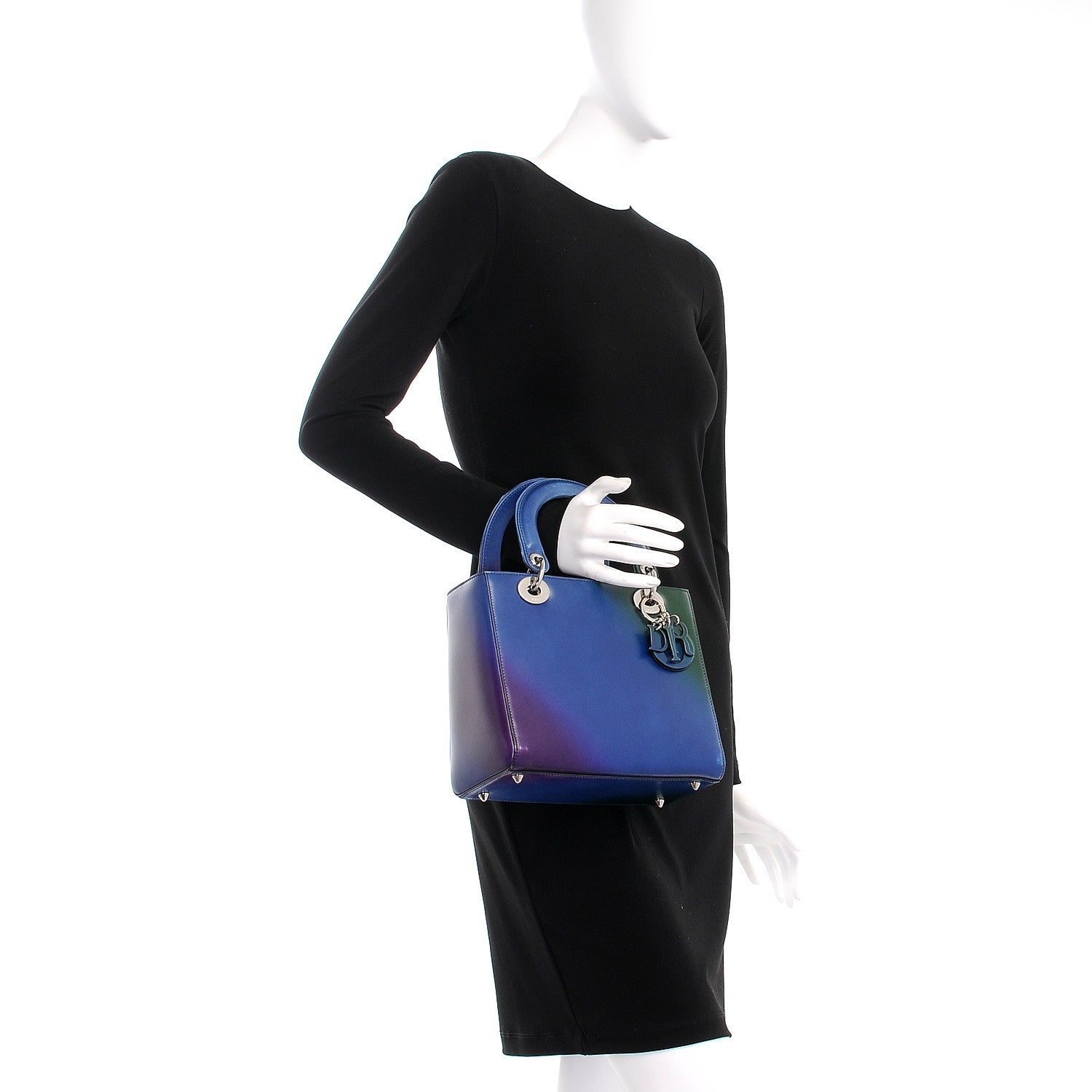 Christian Dior Box Calfskin Gradient Medium Lady Dior Purple Blue Green 3 of 13