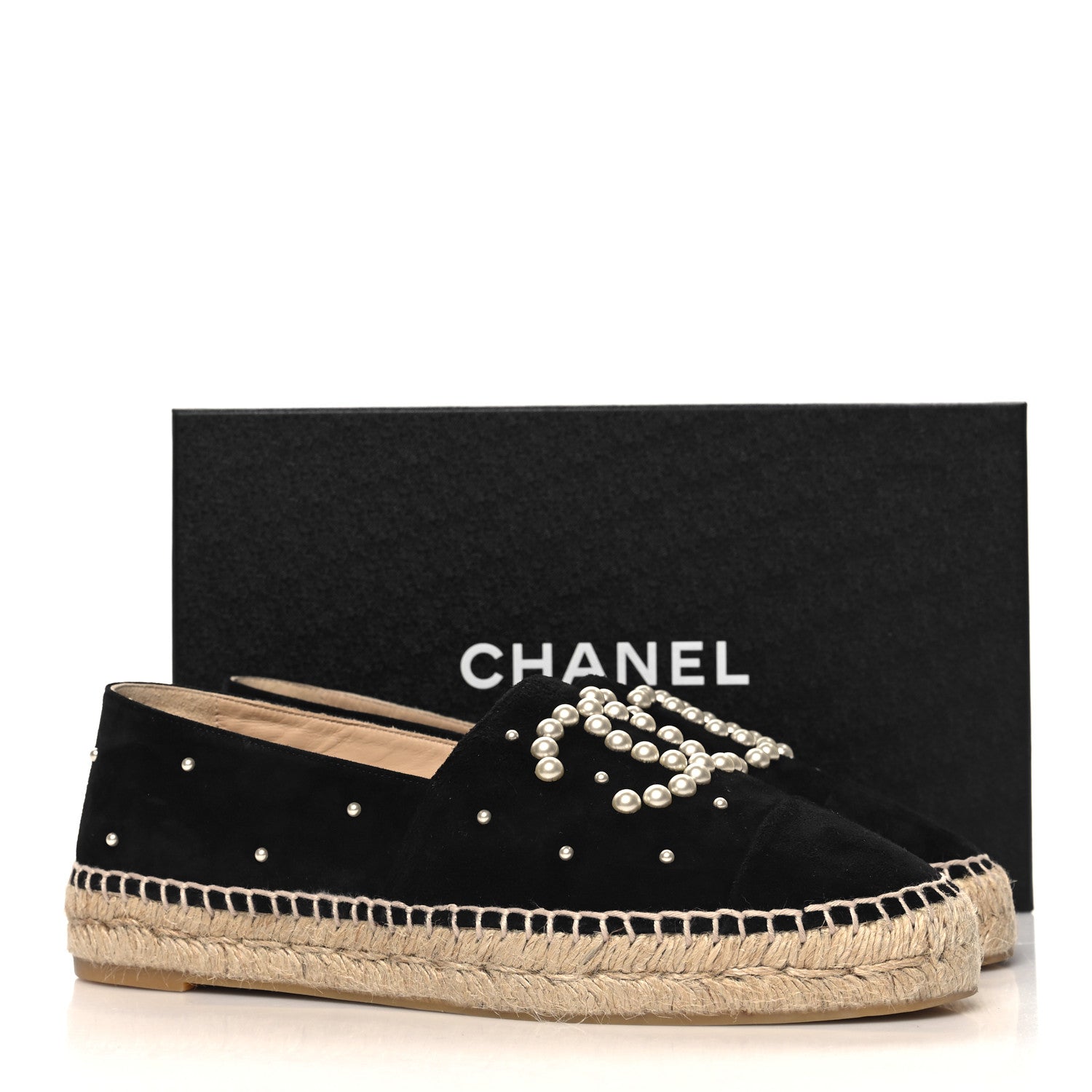 Chanel Suede Pearl CC Espadrilles 40 Black 11 of 11