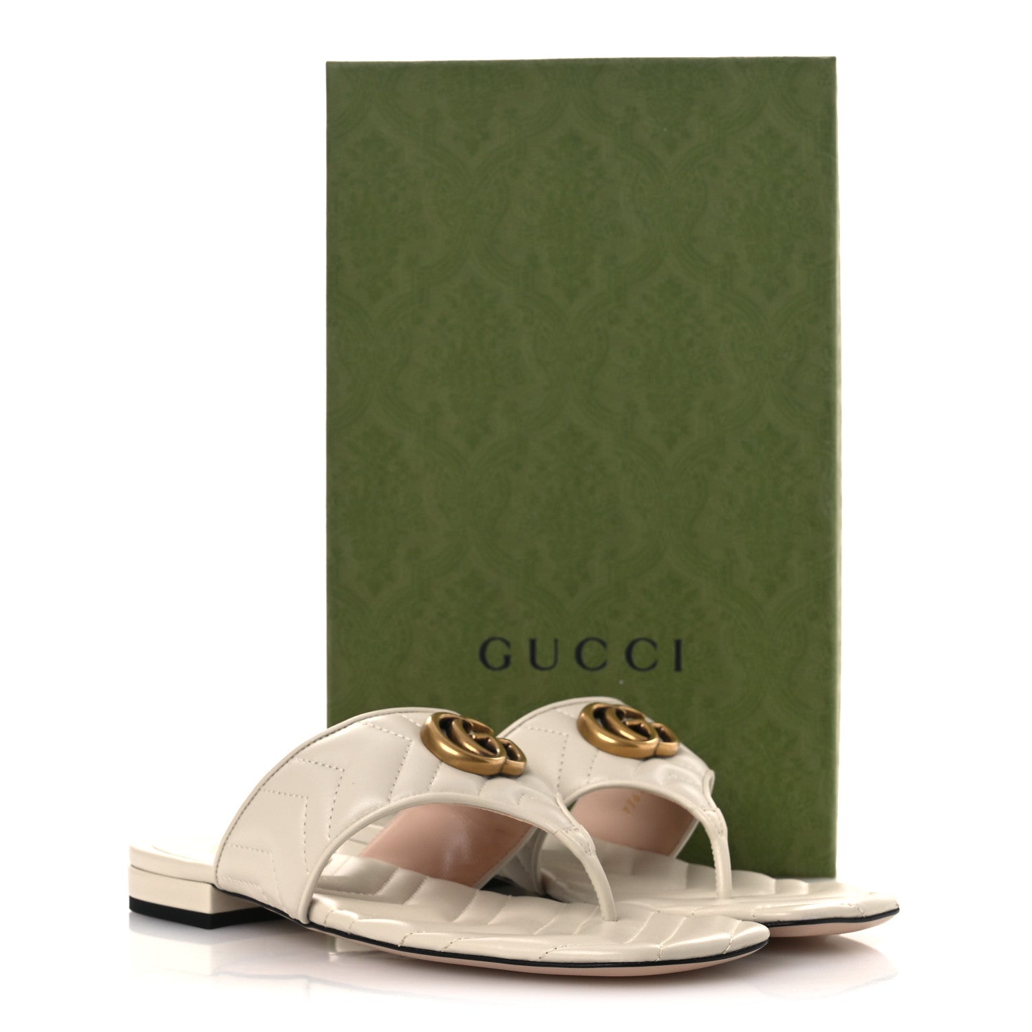 Gucci Nappa Charlotte Double G Marmont Thong Sandals 38.5 Mystic White 11 of 11