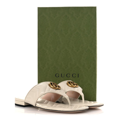 Gucci Nappa Charlotte Double G Marmont Thong Sandals 38.5 Mystic White 11 of 11
