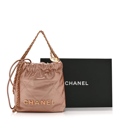 Chanel Metallic Calfskin Quilted Mini Chanel 22 Copper 11 of 11