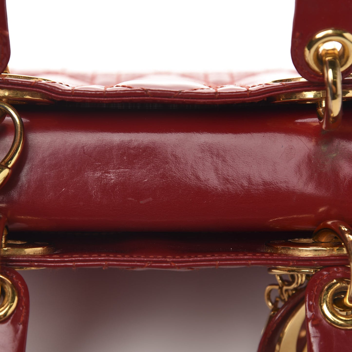 Patent Cannage Mini Lady Dior Red