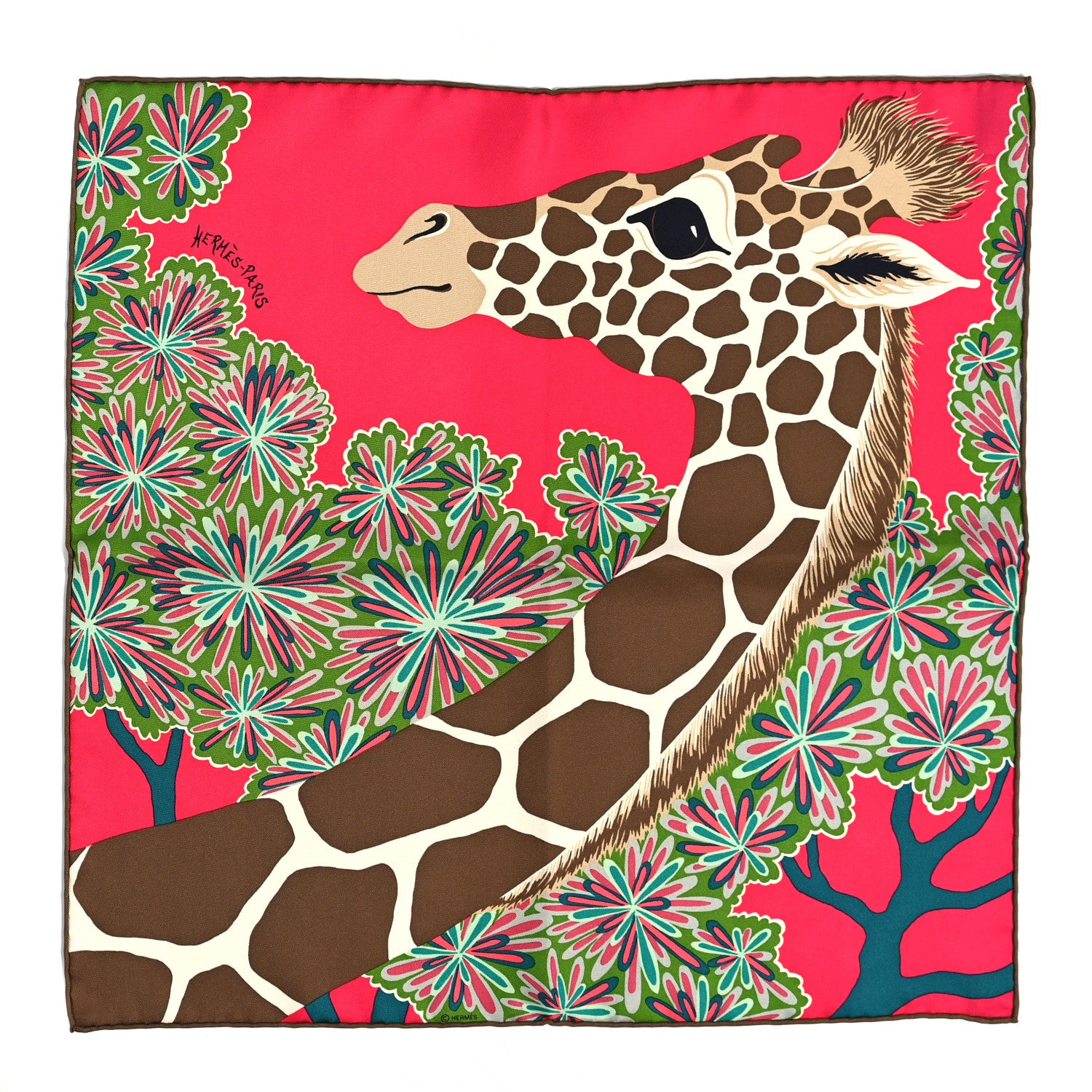 Hermes Silk The Three Graces Zoom Scarf 45 Rose Vif Tabac Vert 1 of 4