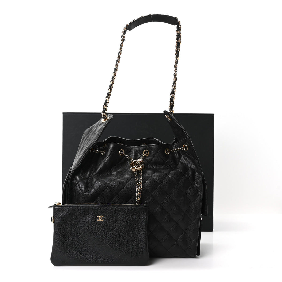 Caviar Quilted Medium Chanel 25 Handbag Black