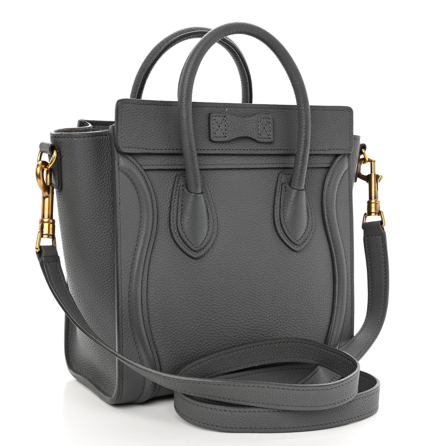 Celine Drummed Calfskin Nano Luggage Kohl 3 of 10