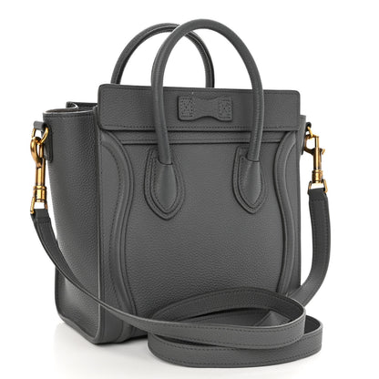 Celine Drummed Calfskin Nano Luggage Kohl 3 of 10