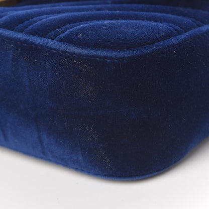 Gucci Velvet Matelasse Mini GG Marmont Shoulder Bag Cobalt Blue 10 of 12