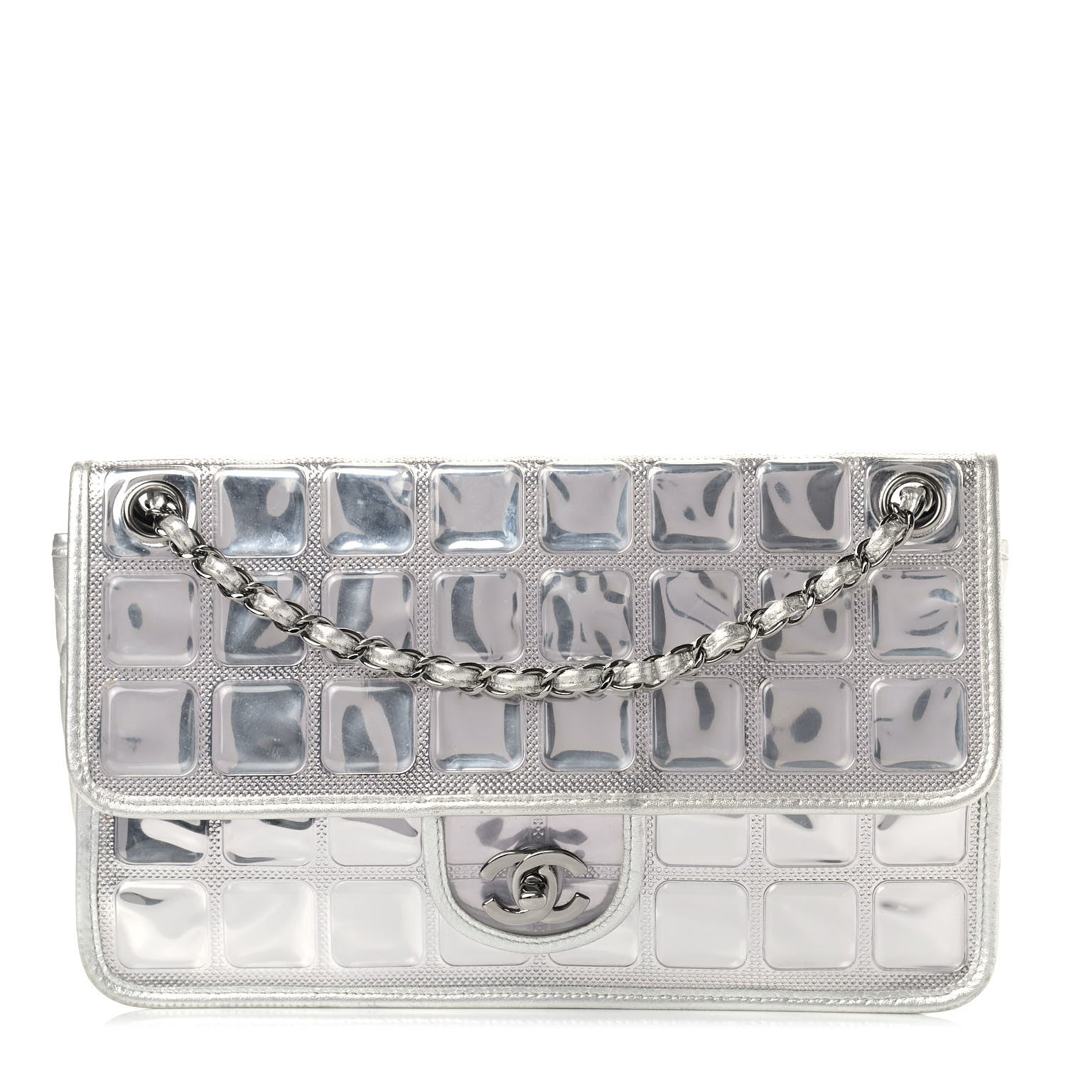 Chanel Vinyl Large Ice Cube Flap Silver 1 of 11