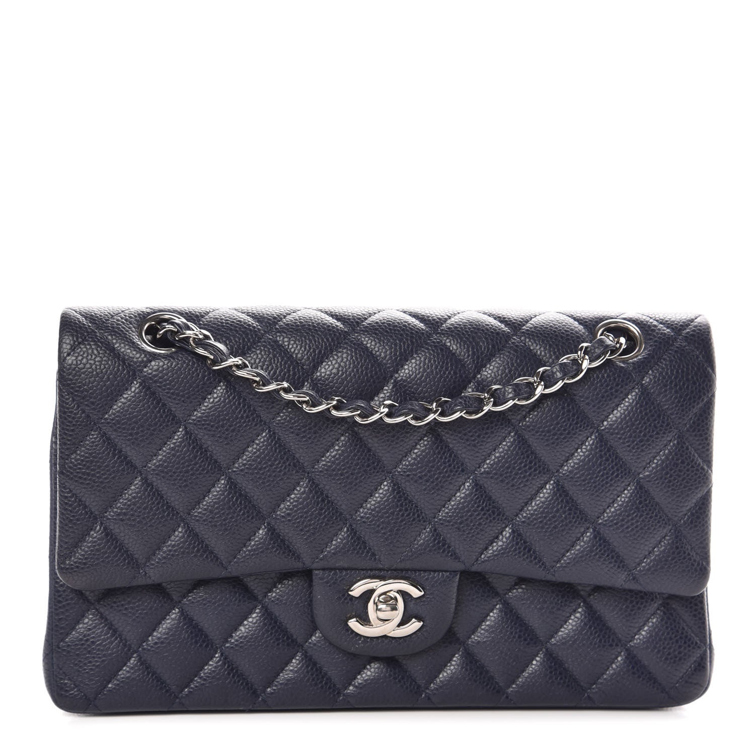 Chanel Caviar Quilted Medium Double Flap Dark Blue 1 of 12
