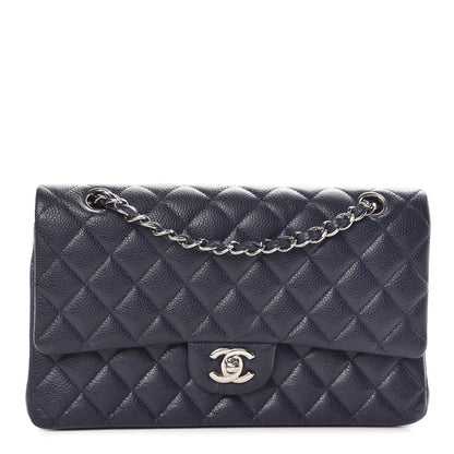 Chanel Caviar Quilted Medium Double Flap Dark Blue 1 of 12