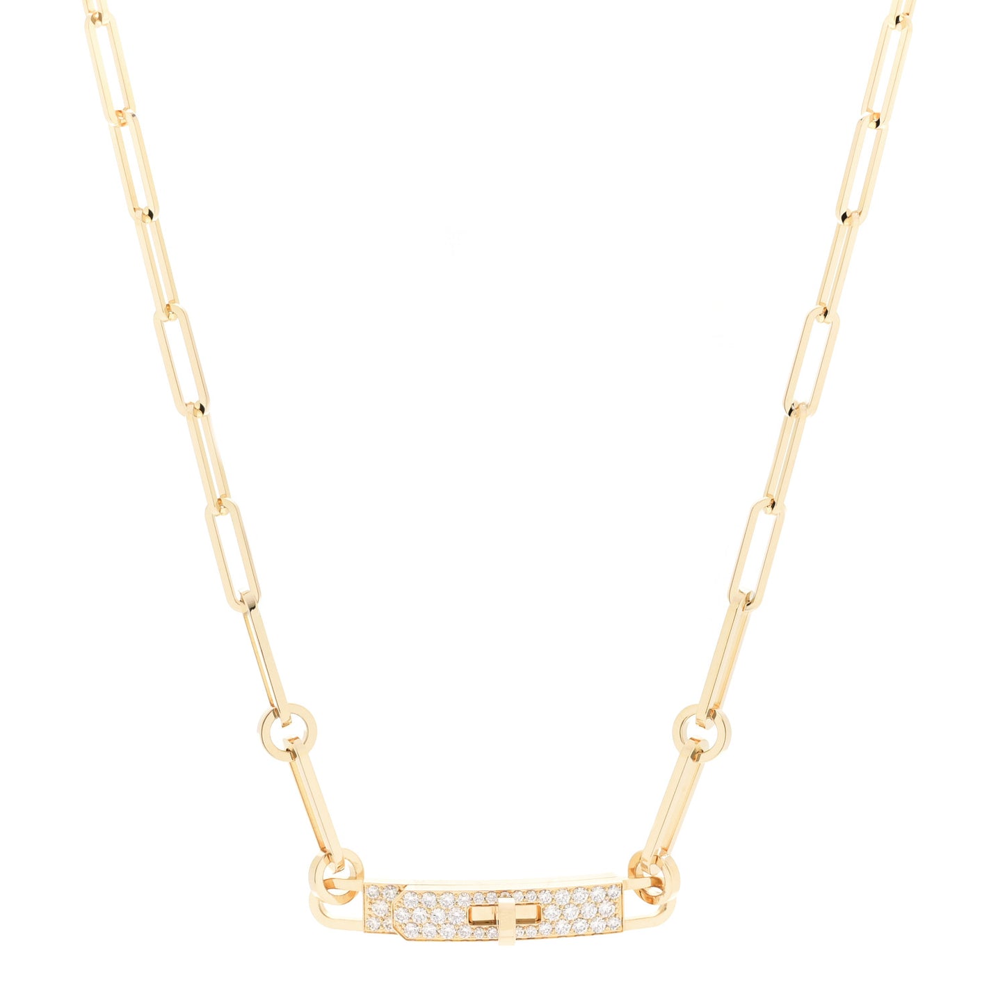 18K Yellow Gold Diamond Pave Kelly Chaine Choker Necklace