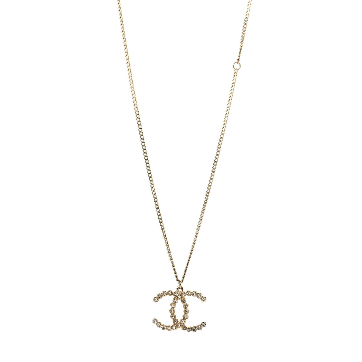 Crystal CC Pendant Necklace Gold