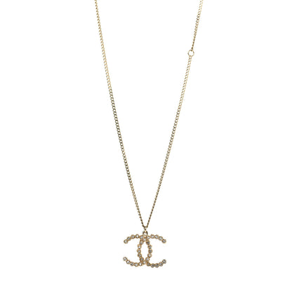 Chanel Crystal CC Pendant Necklace Gold 1 of 5