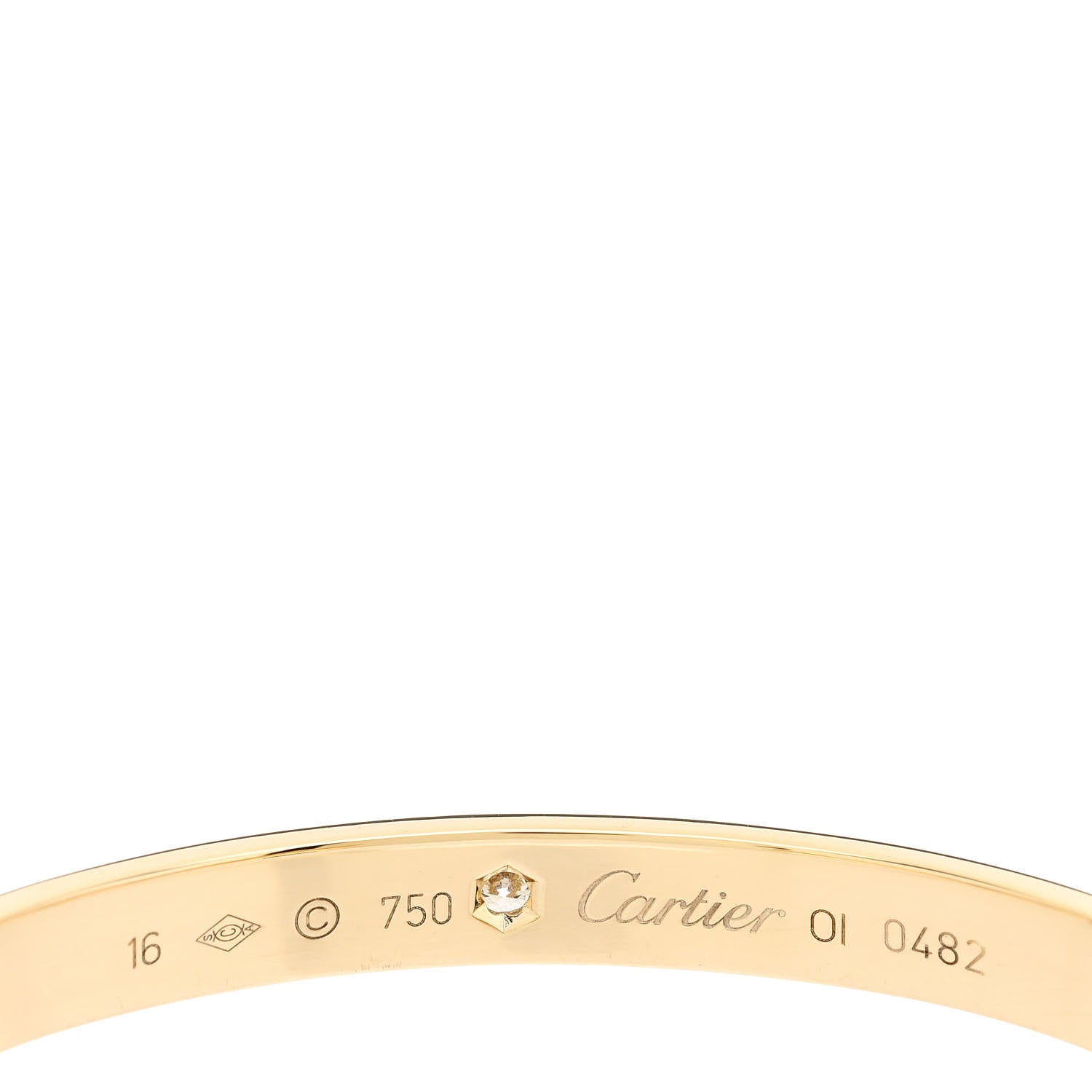 Cartier 18K Yellow Gold 1 Diamond LOVE Cuff Bracelet 16 3 of 3