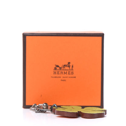Hermes Chevre Mysore Lucky Clover Key Chain Bag Charm Vert Anis Orange 4 of 4