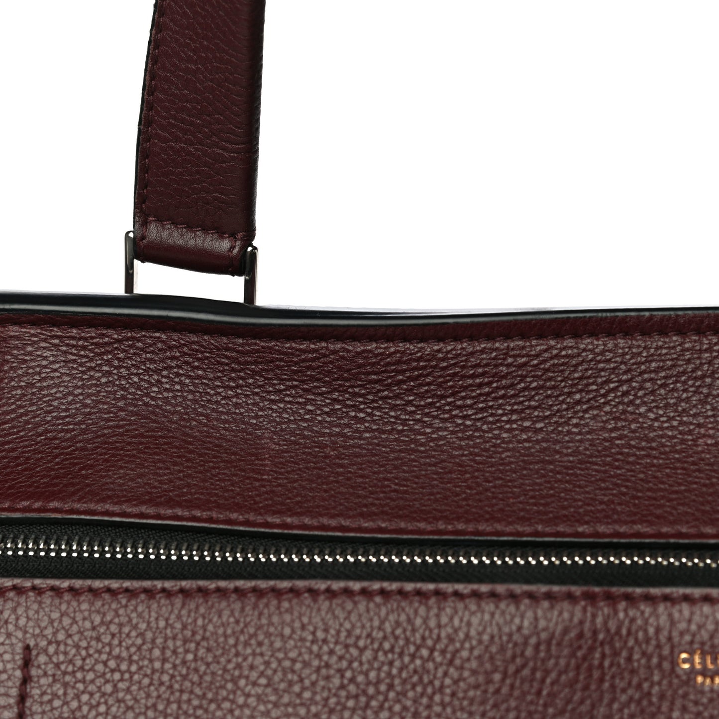 Drummed Calfskin Large Edge Shoulder Bag Burgundy