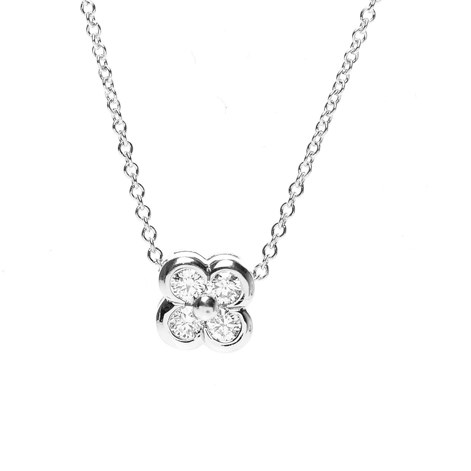 Tiffany Platinum Diamond .16ctw Flower Pendant Necklace 4 of 6