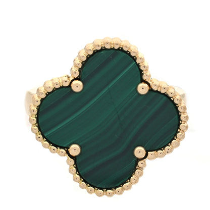 Van Cleef & Arpels 18K Yellow Gold Malachite Magic Alhambra Ring 53 6.25 1 of 7