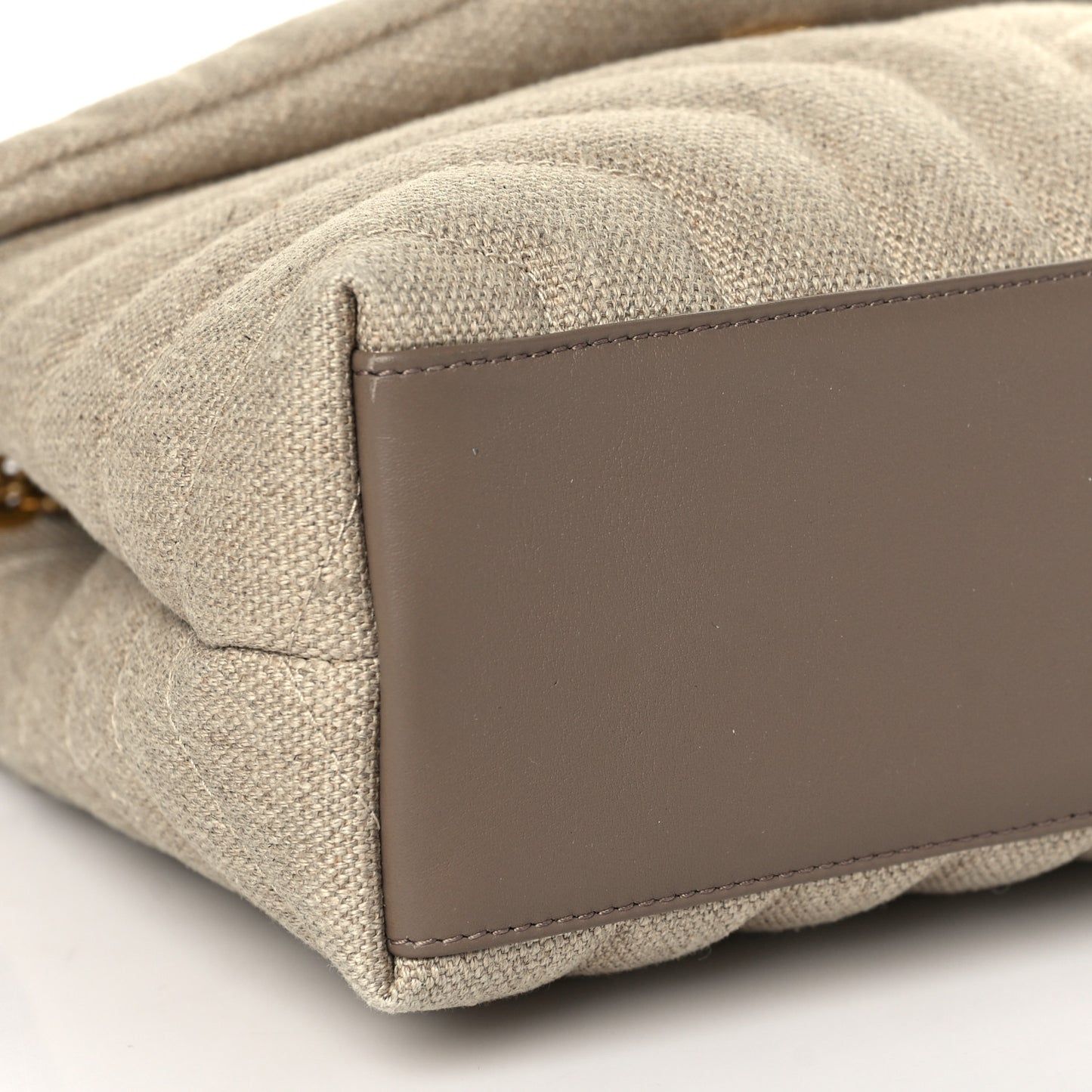 Linen Y Quilted Monogram Small Loulou Chain Satchel Natural Taupe