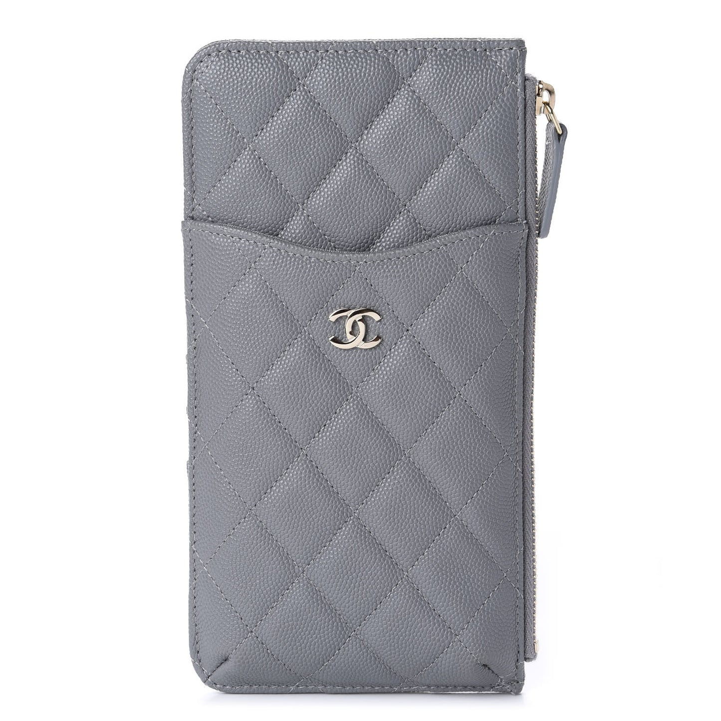 Caviar Quilted Classic iPhone Pouch Grey