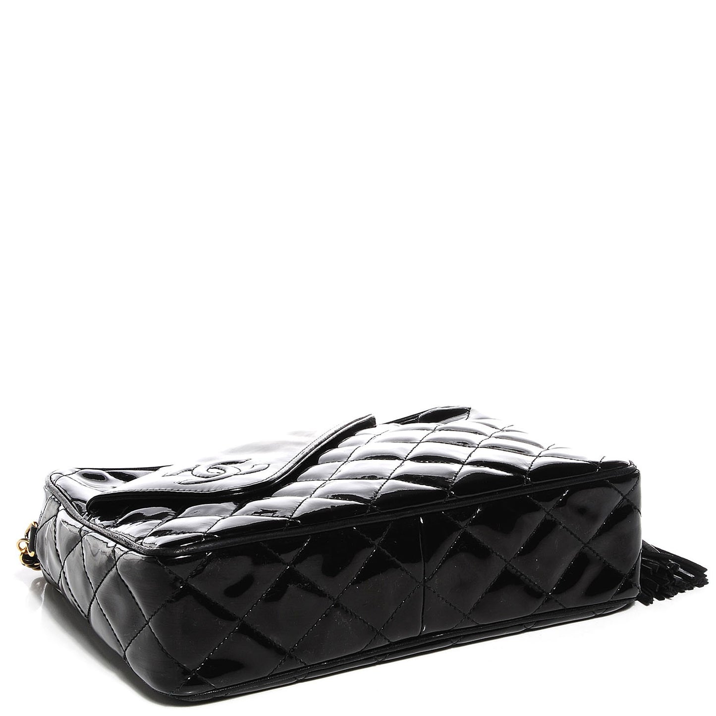 Patent Quilted Tassel Camera Case Black