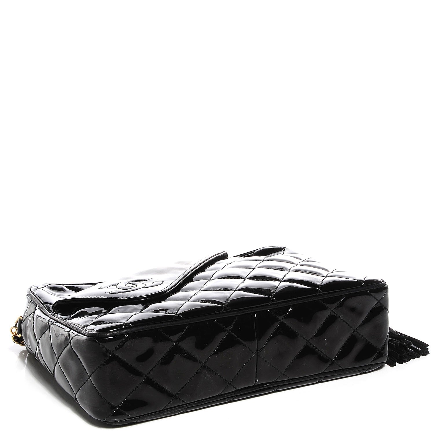 Chanel Patent Quilted Tassel Camera Case Black 4 of 8