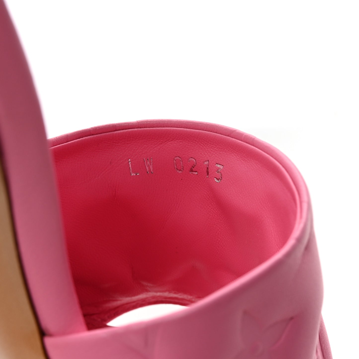 Lambskin Embossed Monogram Revival Mid Heel Mules 38 Rose Pop