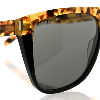 Saint Laurent Acetate Flat Top Sunglasses SL1 Tortoise Black 8 of 10