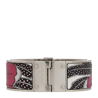 Hermes Enamel Printed Charniere Baobab Cat Wide Hinged Bracelet S Faux Gris 3 of 7