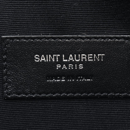Saint Laurent Calfskin Crocodile Embossed Uptown Monogram Pouch Crema Soft 6 of 13