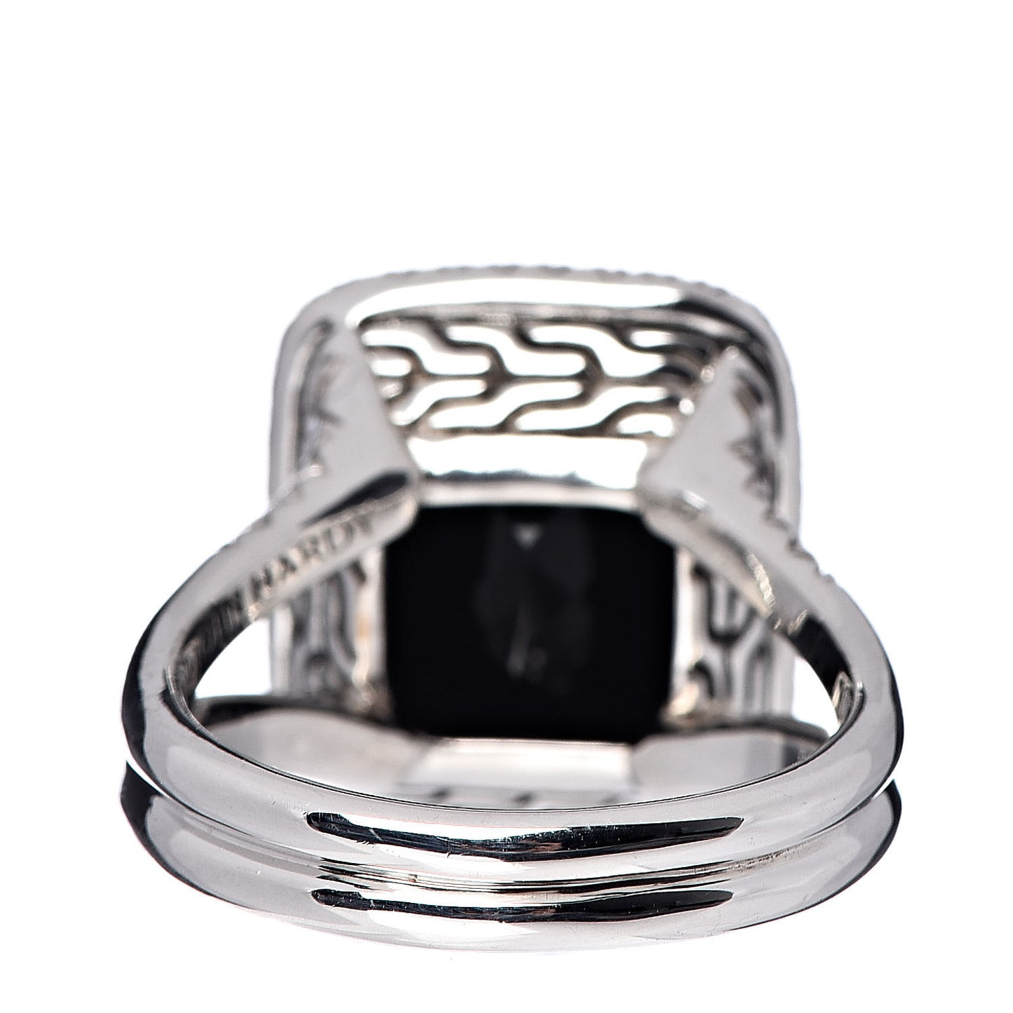 Sterling Silver Black Onyx Diamond Classic Chain Batu Ring 54 7