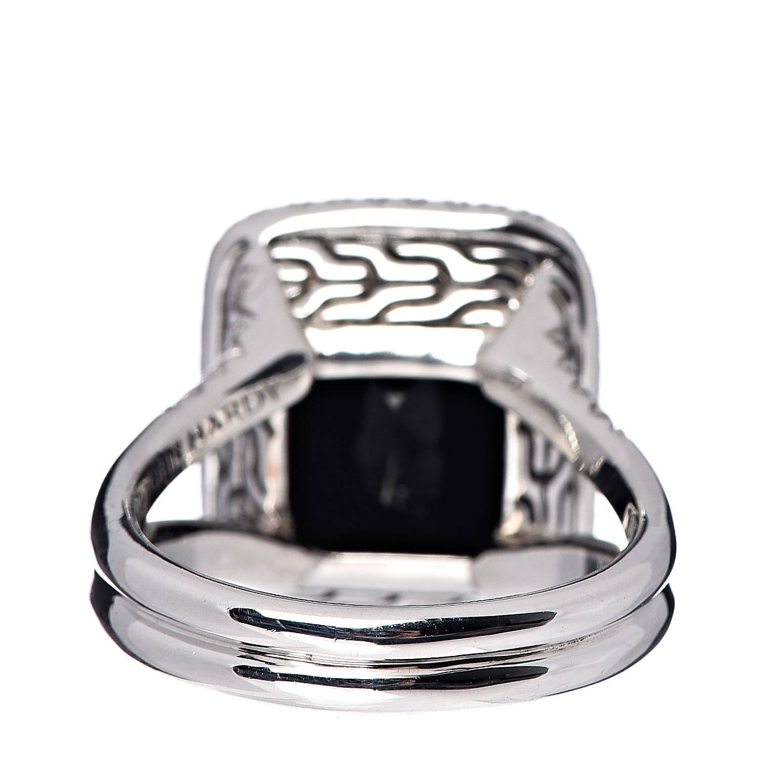 John Hardy Sterling Silver Black Onyx Diamond Classic Chain Batu Ring 54 7 4 of 6