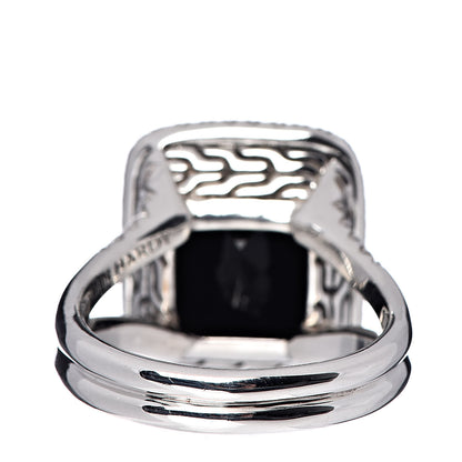 John Hardy Sterling Silver Black Onyx Diamond Classic Chain Batu Ring 54 7 4 of 6