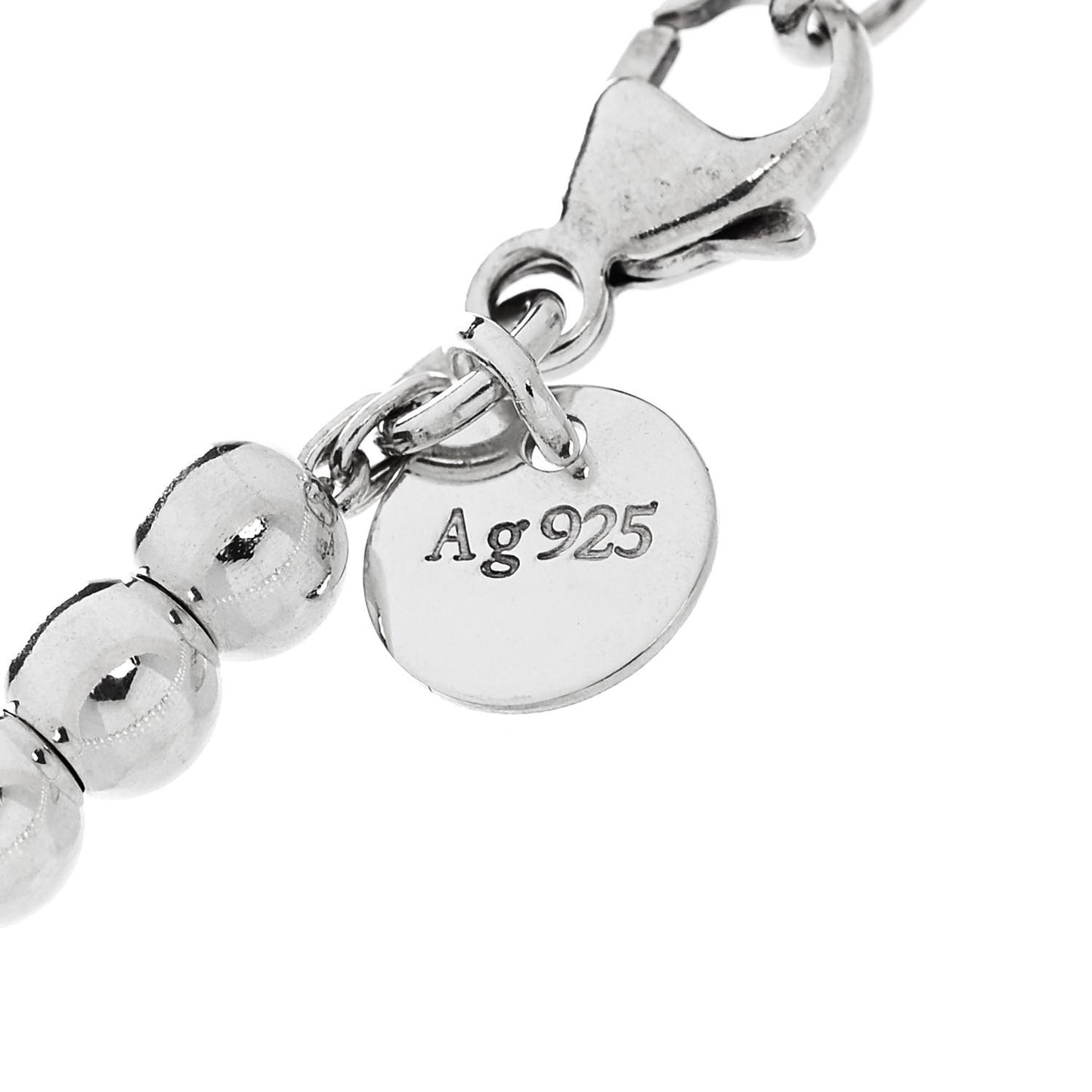 Sterling Silver Enamel 4mm Love Heart Tag Bead Bracelet Blue